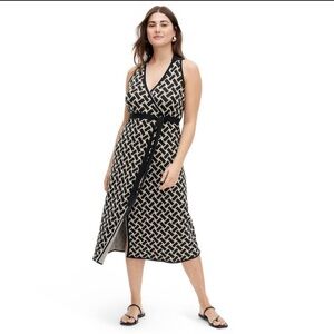 Collared Sleeveless Sweaterknit Midi Dress